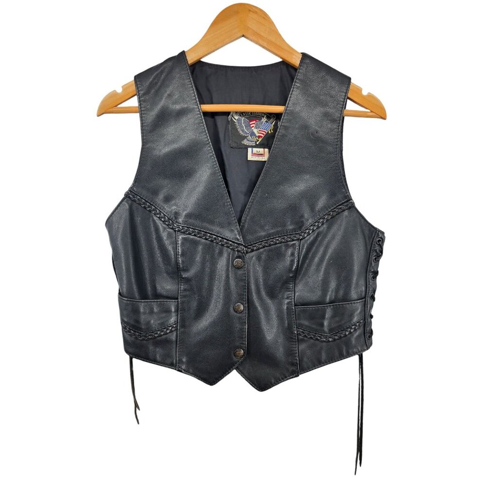 Classic Leather USA Made Black Vest‎ M